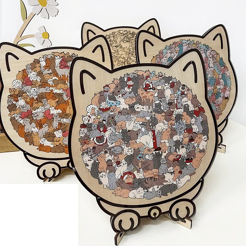 🎁Christmas Sale 49% OFF🎅135-Piece Morandi-Colored Cat Shaped Wooden Jigsaw Puzzle
