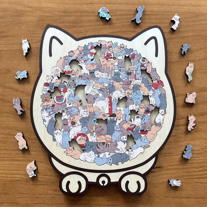 🎁Christmas Sale 49% OFF🎅135-Piece Morandi-Colored Cat Shaped Wooden Jigsaw Puzzle