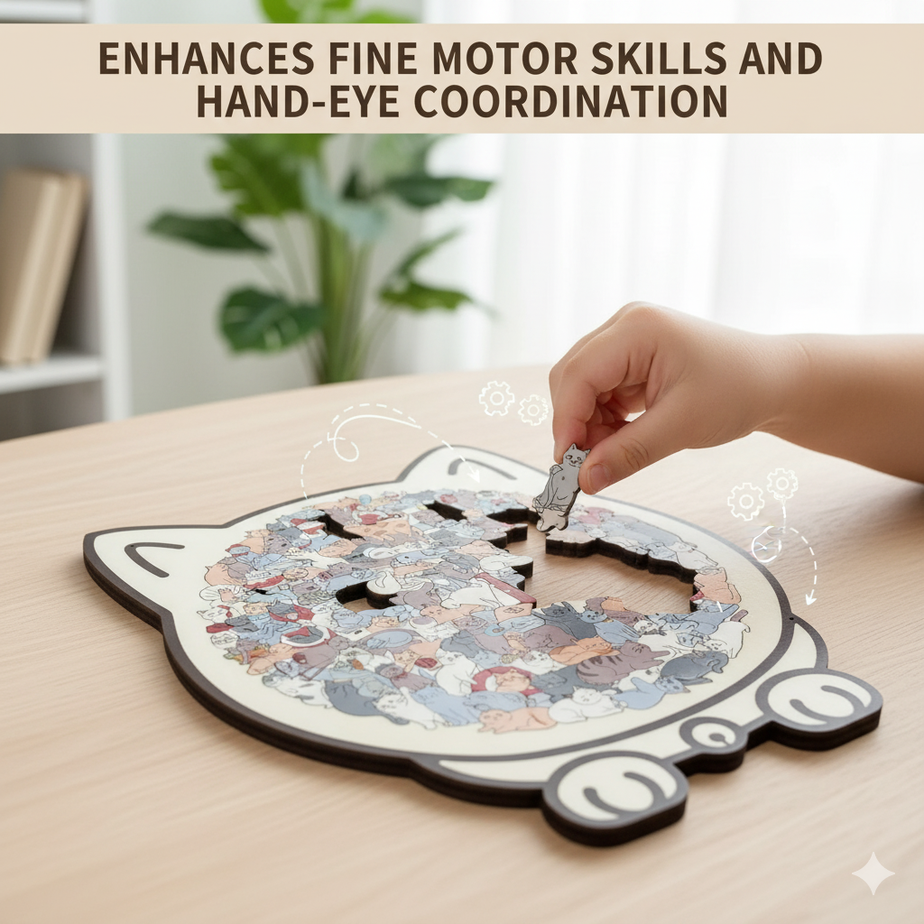 🎁Christmas Sale 49% OFF🎅135-Piece Morandi-Colored Cat Shaped Wooden Jigsaw Puzzle