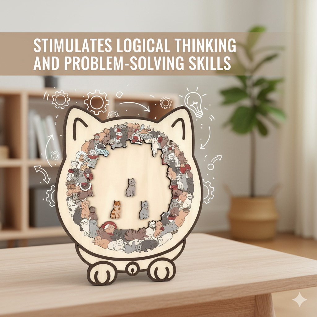 🎁Christmas Sale 49% OFF🎅135-Piece Morandi-Colored Cat Shaped Wooden Jigsaw Puzzle